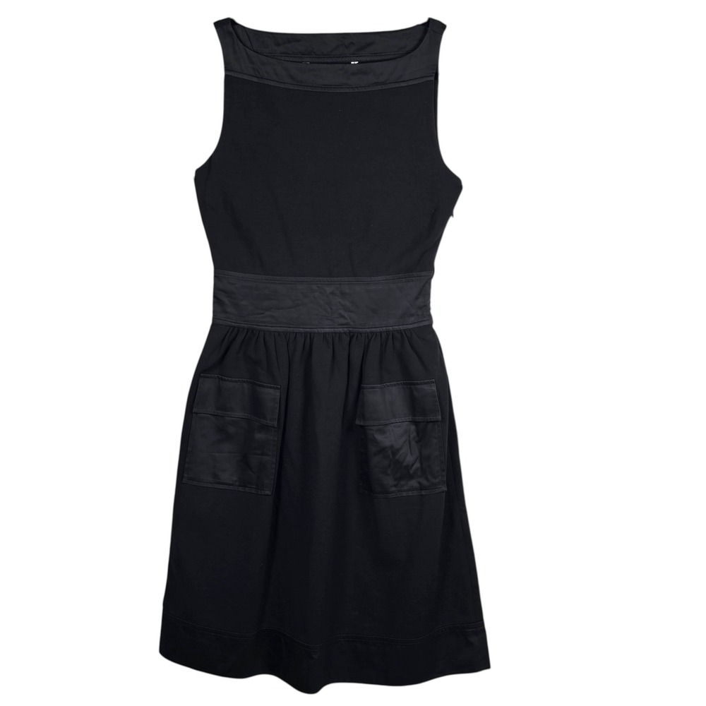 Diane von Furstenberg Black Sleeveless Boat Neck Shift Dress with Pockets Size 2